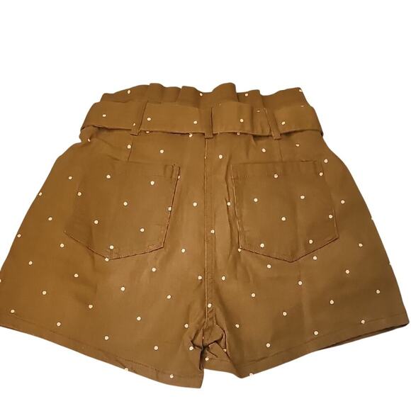 Mine High Waist Brown Polka Dot Shorts - Picture 2 of 5